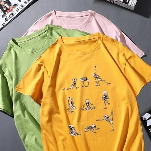 Woman T Shirt Cartoon Skull Love Sports T-shirt Women Funny Graphic T Shirt Lady Cool Kpop Tops Fashion Feminino Tees Clothing