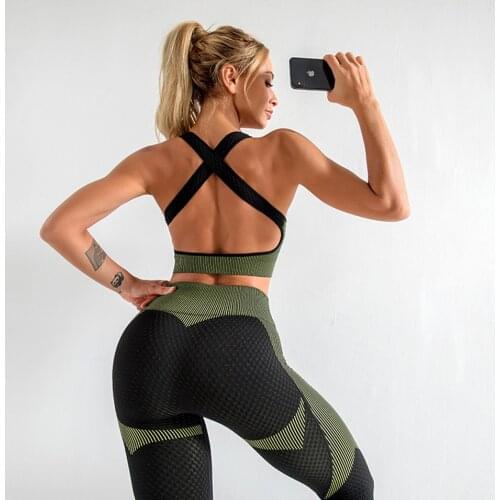 Women Yoga Set Gym Clothing Female Sport Fitness Suit Running Clothes Sport Bra+ Leggings Women Seamless Gym Yoga Bra Suits