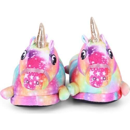 New Woman Men Fashion Winter Warm Boys Girls Unicorn Slippers Unisex Adult Kigurumi Pajamas Cosplay Matching Shoes