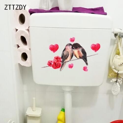 ZTTZDY 25.9×15.4CM Intimate Bird On Flower Branch Bedroom Wall Stickers Mural Funny Cartoon Toilet Decoration T2-1090