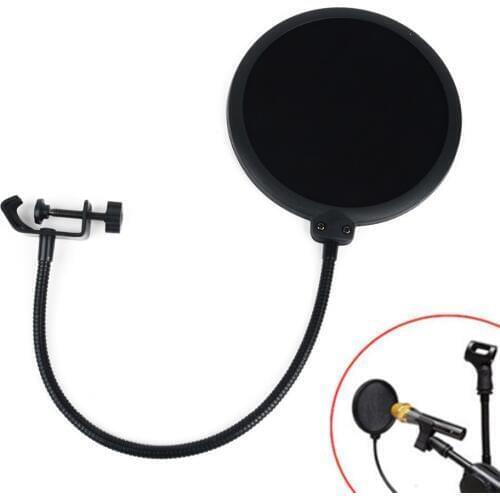 1pc Black Double Layer Studio Microphone Mic Filter Flexible Wind Screen Filter Microphone Accessories for Speaking Recording