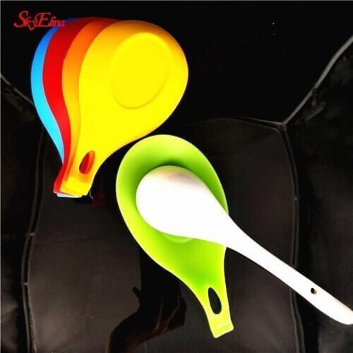 1pcs Multipurpose Silicone Spoon Rest Pad Food Grade Silica Gel Spoon Put Mat Device Kitchen Utensils kitchen dishes 5z