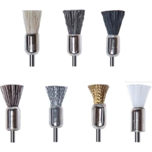 10Pcs HP Shank Dental Laboratory Dentistry Odontologia Polishing End Brush Wheel Rotary Tools 2.35mm Wool Goat Cotton Black Buff