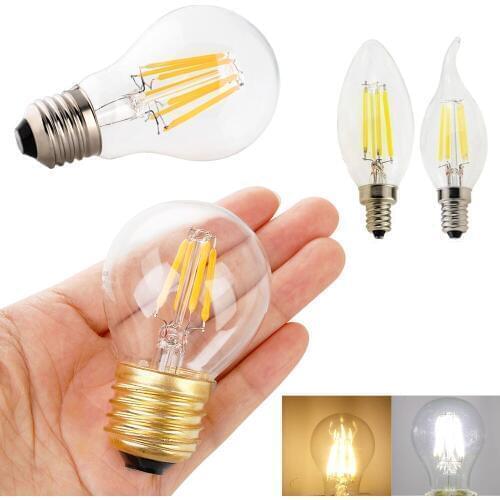 10Pcs/Lot Edison Retro E12 E27 E14 Dimmable G45 A60 2W 4W 6W 8W LED Bulb Light Vintage Filament Lamps Replace Incandescent