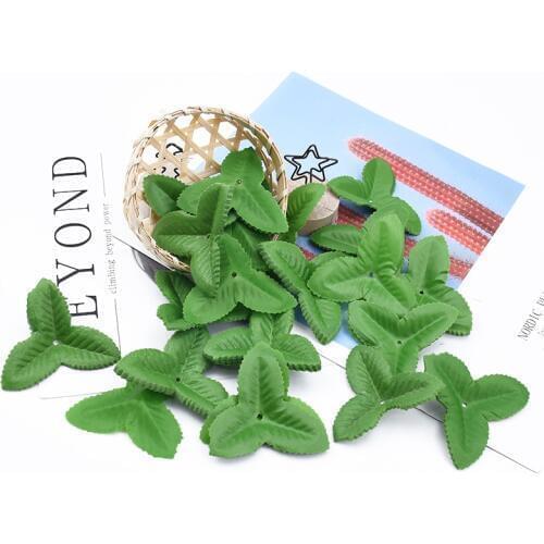 100 Pieces Roses Leaves Artificial Plants Decorative Flowers Diy Gifts Box Bridal Accessories Clearance Brooch Silk Leaf