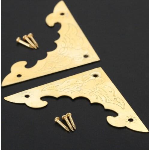 12pcs Gold Bat Pattern Corner Protectors Retro Lace 40mm w/nails Jewelry Box Feet Wood Gift Wine Case Desk Leg Guard Zinc Alloy