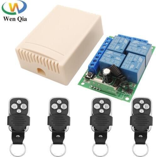 433MHZ DC12V 10A 4CH Relay Receiver RF Wireless Waterproof remote control switch for home automation family lighting motor gate