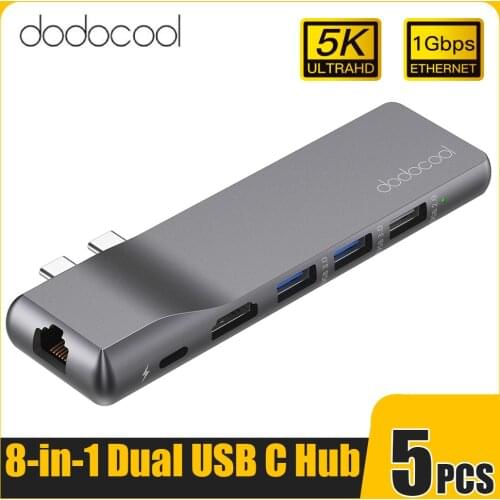 5Pcs dodocool Dual USB C HUB Type C to USB 3.0 HUB HDMI Adapter Dock for MacBook Pro Accessories USB-C 3.1 Splitter Type C HUB