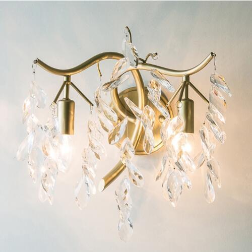 American wall lamp living room lamp bedroom bedside lamp Nordic creative European aisle rural French crystal wall lamp led light