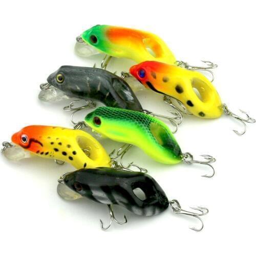 Big Sale 6pcs/lot Diving Frog Fishing Lure Soft Artificial Plastic Carp Baits Hooks Pesca Fishing Tackles 5.5cm 8.9g