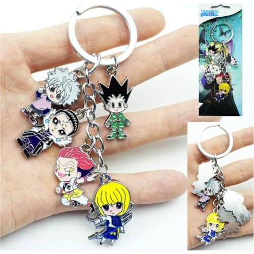 5 In 1 Set Anime Hunter X Hunter GON FREECSS Keychain Keyring Cartoon Figure Alloy Metal Pendant Key Ring Cosplay Accessories