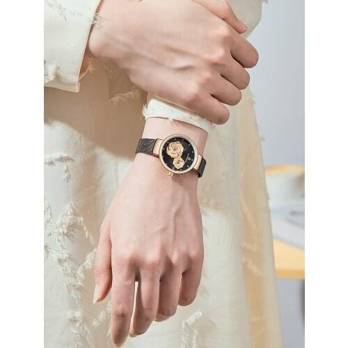 2021 The New NAVIFORCE Elegant Women Quartz Wrist Watches Woman Mesh belt Clock Lady 3D Flower Pattern Watches Relogio Feminino