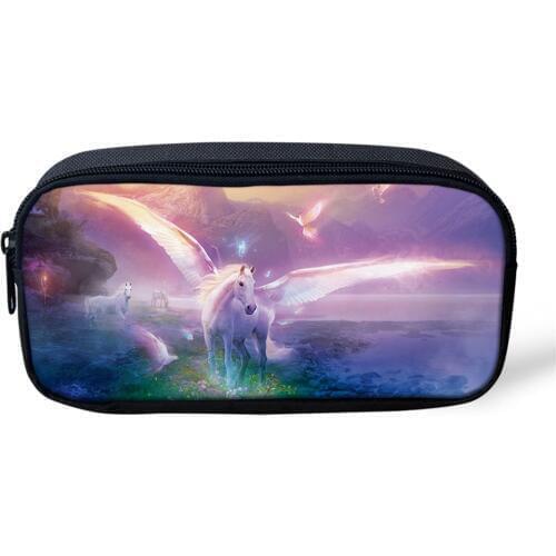 HaoYun Kids Pencil Case Fantasy Unicorn Horses Pattern Students Stationery Box Childrens School Pen Bags Girls Beautician