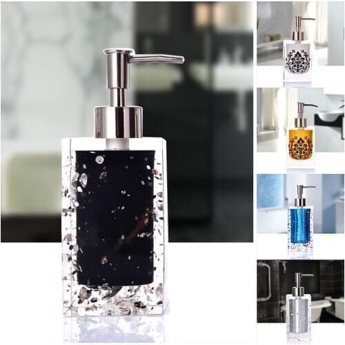 Resin Hand Liquid Soap Dispenser Bathroom Shampoo Shower Bottle With Press Type Chrome Head Hotel Beauty Salon Emulsion Bottle