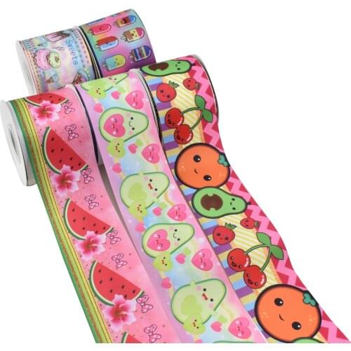 DIY-Material Watermelon Ice Cream Sweet Printed Grosgrain Ribbon Party Decoration 10 Yards DIY Bow Bag Material Handmade 10Y