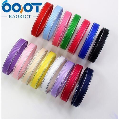 OOOT BAORJCT I-19316-565 10mm 10yards Silver double sided bilateral grosgrain Ribbons,DIY bow cap accessories and decorations