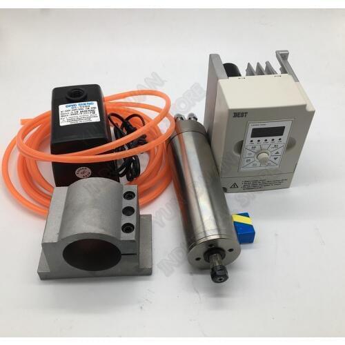 3KW 4HP 24000rpm 220V ER20 1-13mm Water Cooled AC Spindle Motor & VFD Pump 100mm Clamp Military Plug Kit for CNC Router Wood