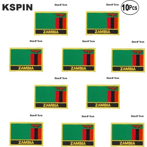 Zambia Flag Embroidery Patches Iron on Saw on Transfer patches Sewing Applications for Clothes in Home&Garden