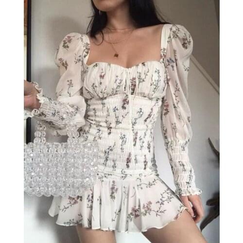 Vacation spot collection New dress sea romantic printing buckling falbala of cultivate morality dress