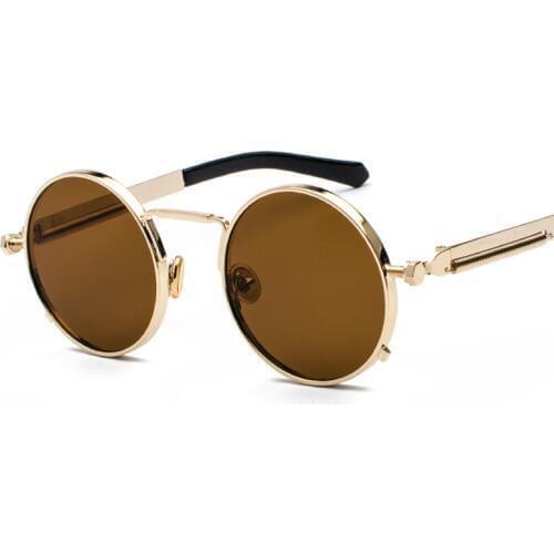 Round Metal Steampunk Sunglasses For Men and Women Fashion Designer Glasses Unisex Brand Retro Sunglass UV400