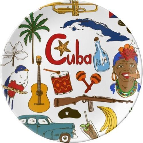 Cuba Landscap Animals National Flag Dessert Plate Decorative Porcelain 8 inch Dinner Home