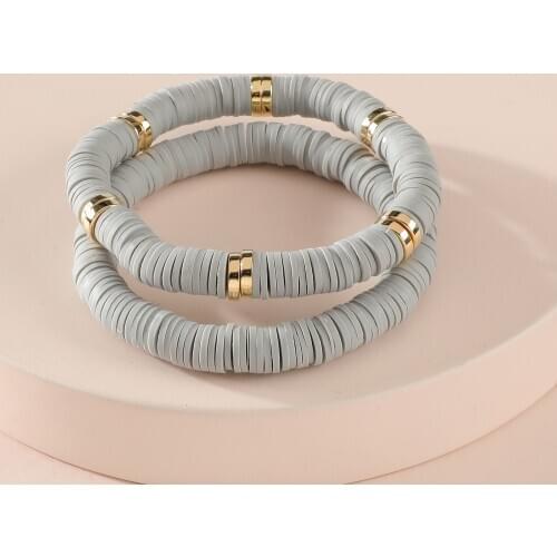 LUNA CHIAO Women Fashion Jewelry Flat Rubber Pieces Stacked Strand Bracelets