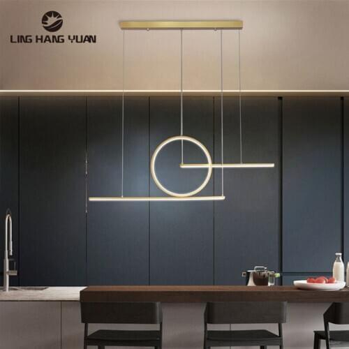 Modern Led Chandelier Lustre Home Lamp Ceiling Chandelier Lighting for Dining room Kitchen L90cm Black&Gold Chandelier Luminaire