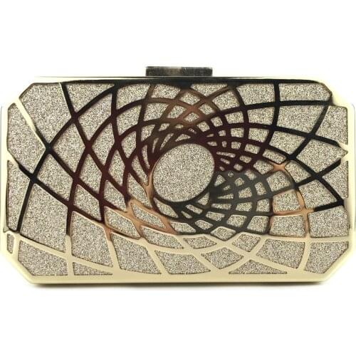 Metallic Shoulder Banquet Evening Bag Silver Geometric Pattern Money Purse Small Hard Case Crossbody Bag