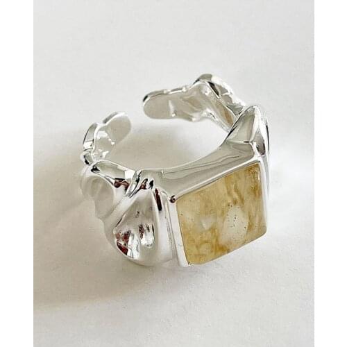 MLKENLY 925 sterling silver Vintage Ring Fairy Friends Colorful Stone Metalic Finger Rings for Women Girl Party Jewelry