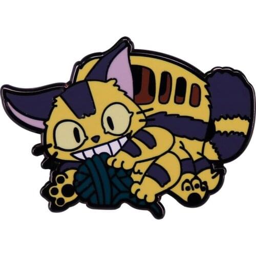 My Neighbor Totoro Catbus Lapel Pin Yarn Ball Fun Badge