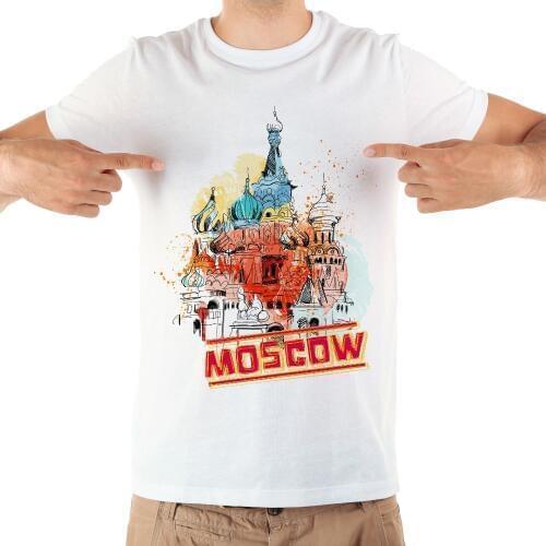 Russia Moscow watercolor landmarks funny t shirt men jollypeach brand 2018 summer new white casual homme cool tshirt