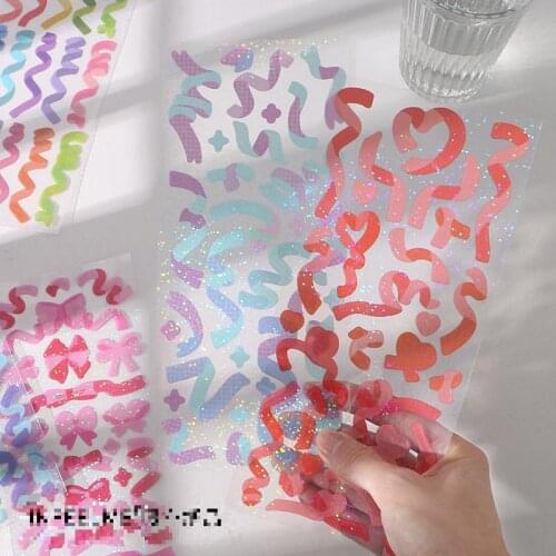 Laser Sticker Set Ribbon Series Diy Cute Stickers Ins Style Scrapbooking School Suppliers Art Supplies