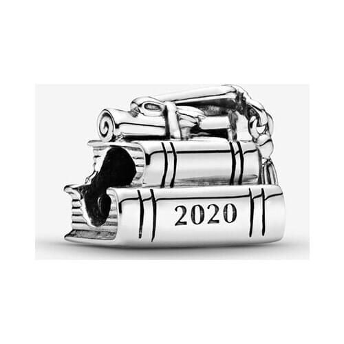 New Fashion 100% 925 Sterling Silver Beads 2020 Graduation Books Charm fit Original Pandora Bracelets Women DIY Jewelry Gift