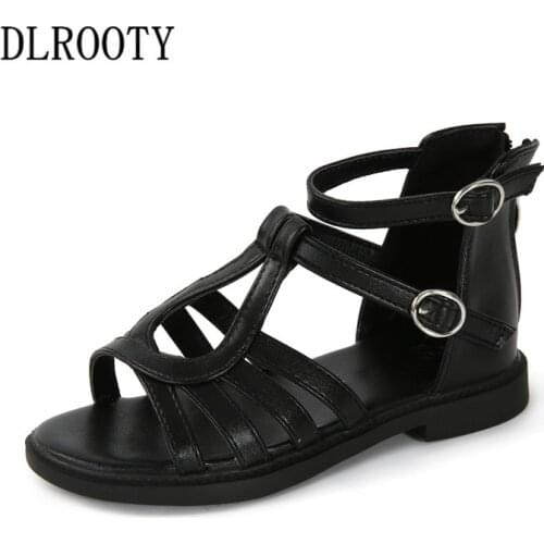 Children Sandals Shoes Girls Gladiator Buckle Strap Summer Breathable Princess Kid Party Fashion Beach Flat Toddler Baby