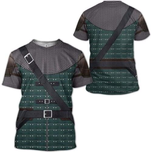 New Fashion Retro Short Sleeve Medieval Style 3D Printed Mens Large Size Loose Summer British Top Drop Shipping