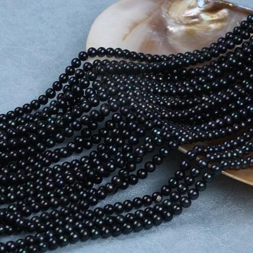 Wholesale 5-6mm natural black near round loose freshwater pearl bead in strand
