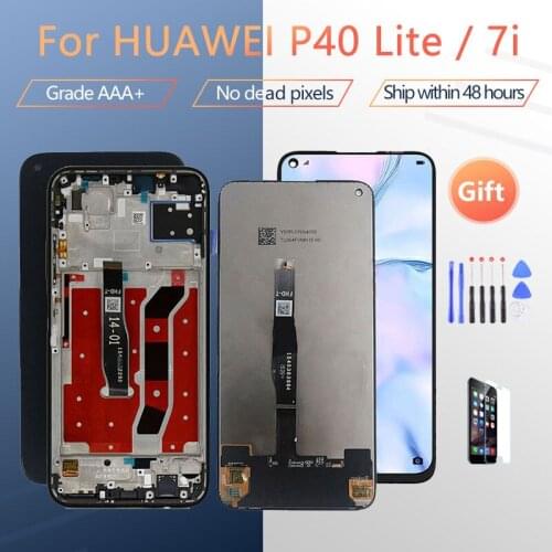 For HUAWEI P40 LITE NOVA 7i NY-L21A L01A L21B L22A L02A L22B LCD screen assembly with front case touch glass, original black
