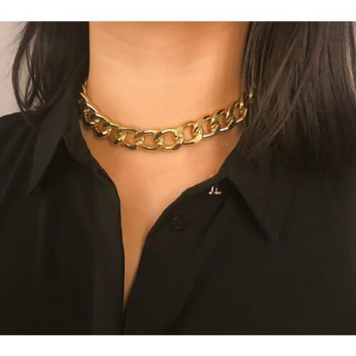 Punk Simple Chunky Chain Necklaces for Women Goth Thick Chain on the Neck Statement Choker Necklace Men Fashion Couple Jewelry