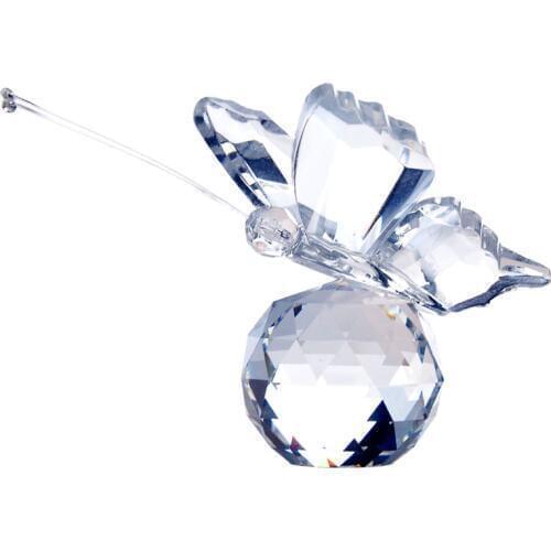 H&D Gifts For Girls Clear Figurines Crystal Butterfuly Paperweight Crafts Car Ornaments Souvenir Home Table Decor Wedding Favors