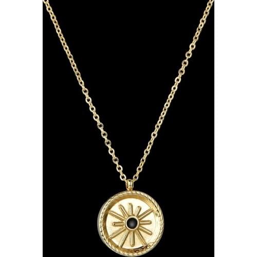 Sun Flower Lucky Charm Pearls European Western Necklace Pendants Gold Stainless Steel Exquisite Classical Pendants Necklace