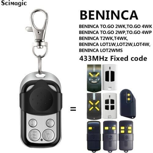 BENINCA TO.GO 2WK,TO.GO 4WK,TO.GO 2WP,TO.GO 4WP,T2WK,T4WK,LOT1W,LOT2W,LOT4W,LOT2WMS Garage Gate Remote Control 433.92MHz Fixed