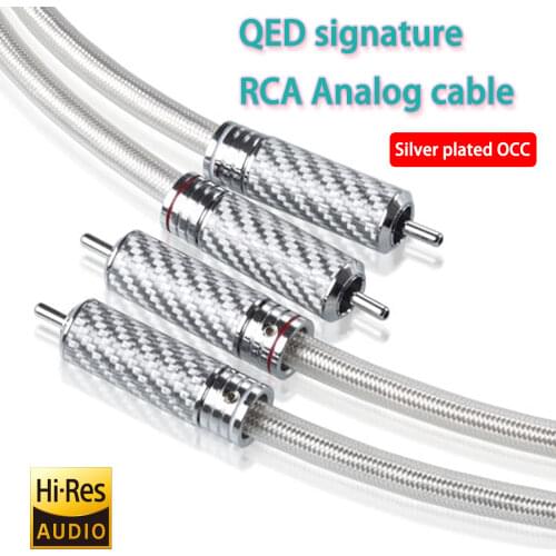 QED signature Silver plated OCC RCA cable Analog cable RCA audio cable Silver plated with Carbon fiber RCA