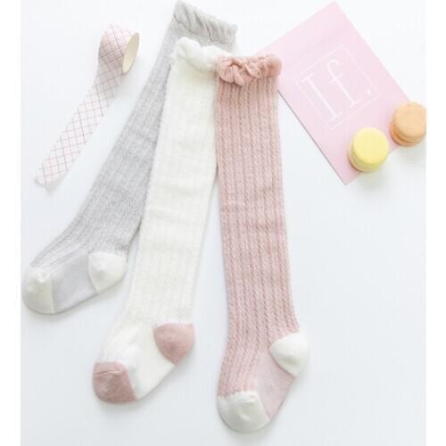 Knee High Summer Long Cotton Color Baby Socks Cute Ruffle Thigh High Toddler Baby Crawler Knee Baby Boy Panty Clothes BY50YW