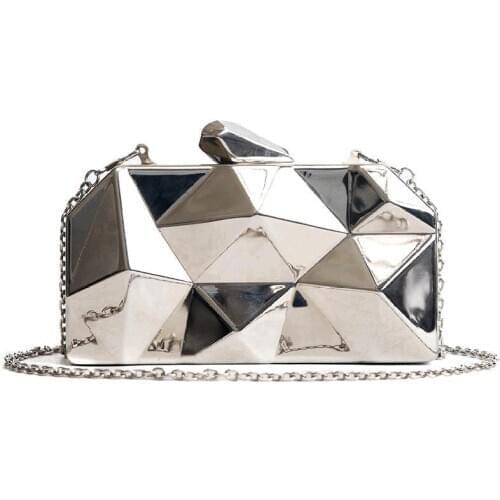 Silver Gold Acrylic Box Geometry Clutch Evening Bag Elegent Chain Women Handbag For Party Shoulder Bag For Dating/Party/Wedding