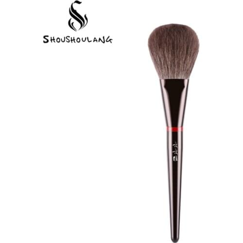Shoushoulang Professional Handmade Make Up Brush 31# Flat Round Blush Blusher Brush Soft Dyed Snow Fox Hair Makeup Brushes