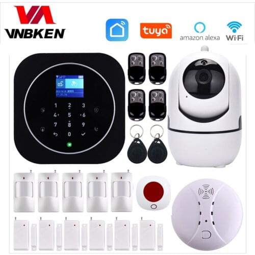 Leadedge Wireless WIFI smart Control Home SIM Burglar Tuya APP GSM Alarm System house Safe RFID Touch Keyboard 433MHz Sensor kit