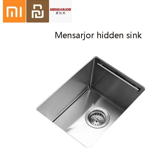 MENSARJOR Bar Invisible Handmade Sink 304 Stainless Steel Hidden Sink Integrated Kitchen Sink With Chopping Board From Xiaomi
