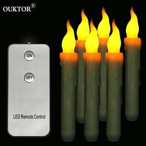 6/12Pcs LED Taper Candles with Remote Control Flameless for Christmas Lamp Candle Night Lights Wedding Home Decoration