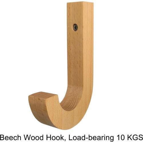 Wood Hook, J Hook, Load-bearing 10 KGS, Modern Wood Coat Racks Wall Hanging Hook Hanger Decoration for Livingroom
