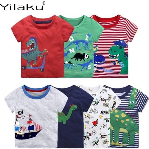 Yilaku Boys Clothes Summer Kids Clothes Boys T Shirt Cartoon Toddler Baby Short Sleeve Dinosaur Print T-Shirt Boys Tops YY076